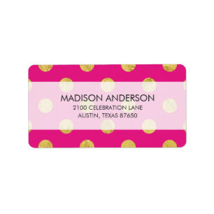 Elegant Gold Foil Polka Dot Pattern - Gold & Pink Label