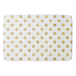 Elegant Gold Foil Polka Dot Pattern - Gold & White Bath Mat
