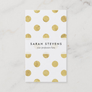 Elegant Gold Foil Polka Dot Pattern - Gold & White Business Card