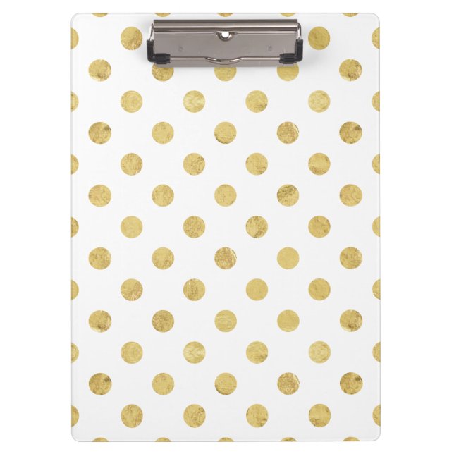 Elegant Gold Foil Polka Dot Pattern - Gold & White Clipboard (Front)