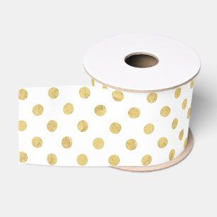 Elegant Gold Foil Polka Dot Pattern - Gold & White Grosgrain Ribbon