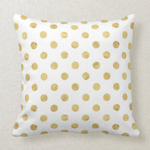 Elegant Gold Foil Polka Dot Pattern - Gold & White Throw Pillow
