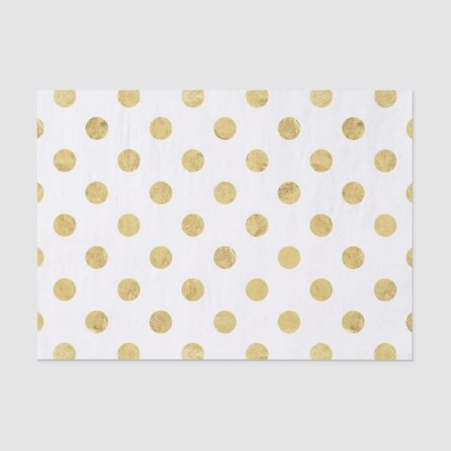 Elegant Gold Foil Polka Dot Pattern - Gold & White Tissue Paper (Front)