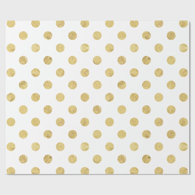 Elegant Gold Foil Polka Dot Pattern - Gold & White Wrapping Paper (Flat)