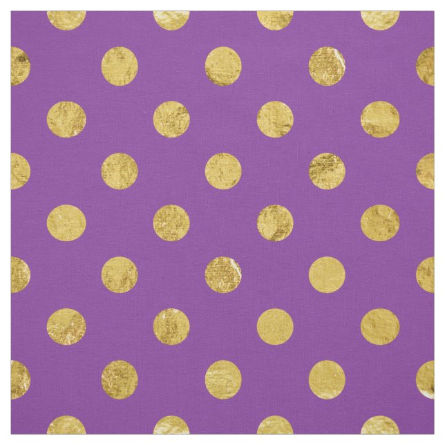 Elegant Gold Foil Polka Dot Pattern - Purple Fabric (Swatch)