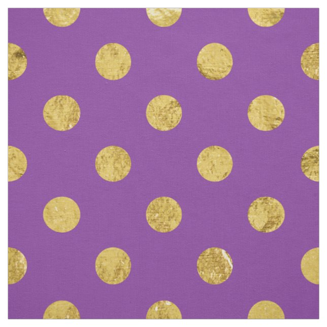 Elegant Gold Foil Polka Dot Pattern - Purple Fabric (Swatch)