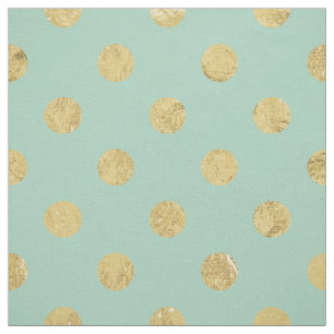 Elegant Gold Foil Polka Dot Pattern - Teal Gold Fabric