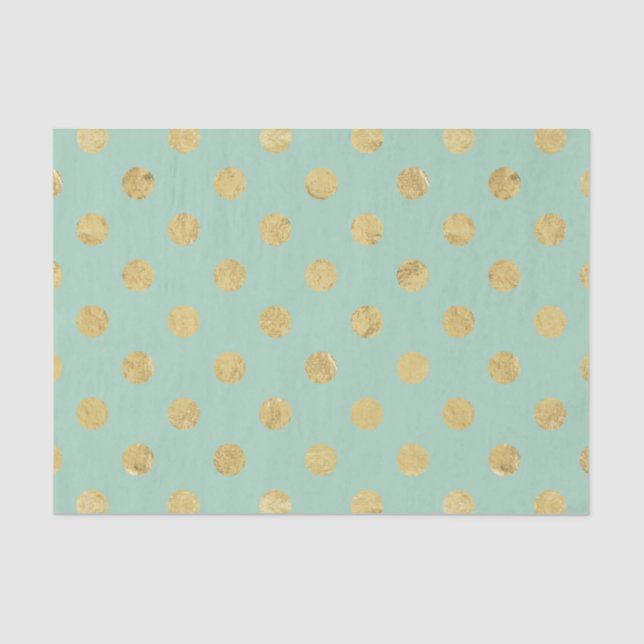 Elegant Gold Foil Polka Dot Pattern - Teal Gold Tissue Paper (Front)