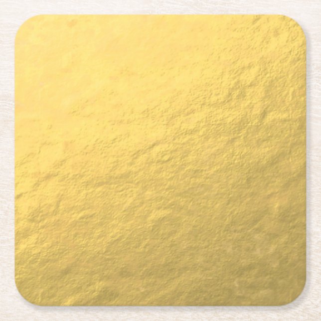 Elegant Gold Foil Printed Square Paper Coaster (Front)