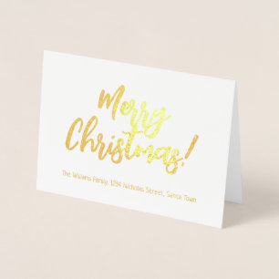 Elegant Gold Foil Script Merry Christmas Card