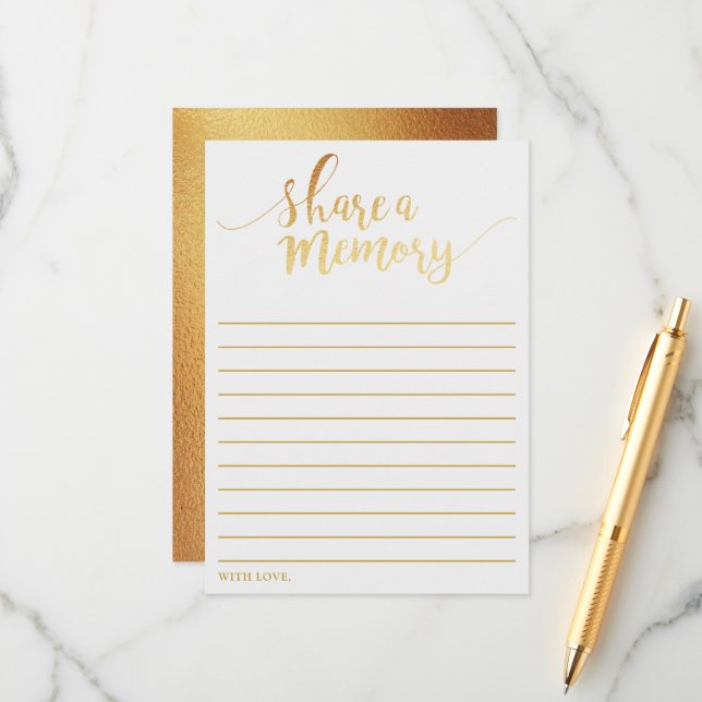 Elegant Gold Foil Share A Memory Card (Front/Back In Situ)