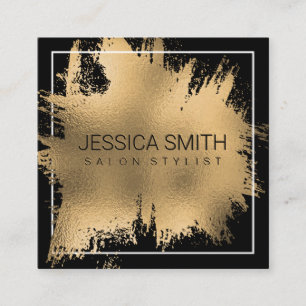 Elegant Gold Foil Splatter   Metallic Gloss Square Business Card