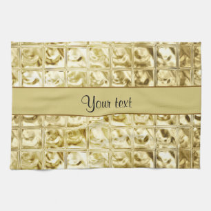 Elegant Gold Foil Squares Kitchen Towel