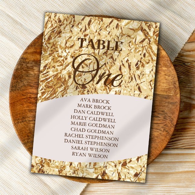 Elegant Gold Foil Table 1 One Seating Chart Invitation (Creator Uploaded)