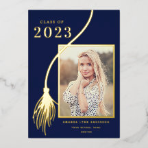 Elegant Gold Foil Tassel Graduation Announcement