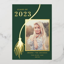 Elegant Gold Foil Tassel Graduation Announcement