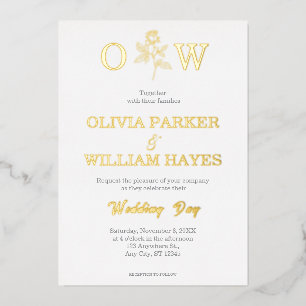 Elegant Gold Foil Wedding Day Foil Invitation
