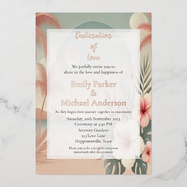 Elegant gold foil wedding invitation (Front)