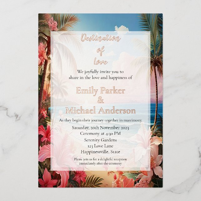 Elegant gold foil wedding invitation (Front)