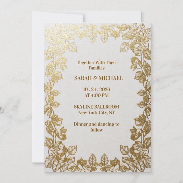 Elegant Gold Foil Wedding Invitation Template (Front)