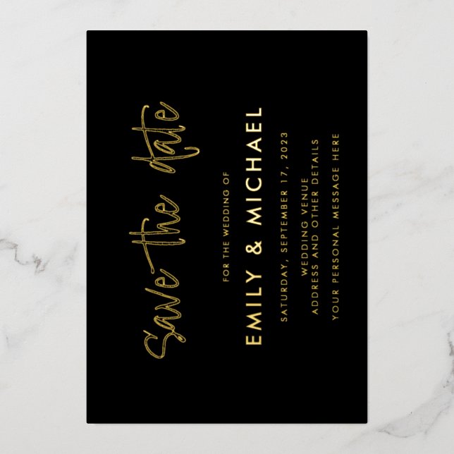 Elegant Gold Foil Wedding Save the Date (Front)