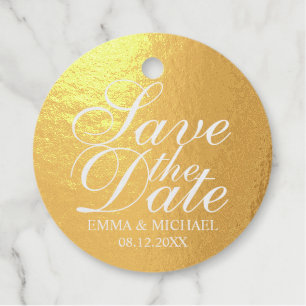 Elegant Gold Foil Wedding Save the Date Favour Tags