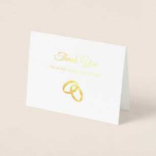 Elegant Gold Foil Wedding Thank You Simple Rings Card
