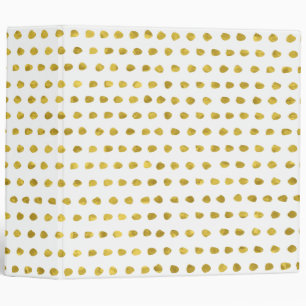 Elegant Gold Foil White Small Polka Dots Pattern Binder