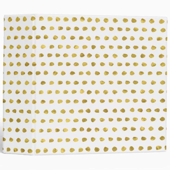 Elegant Gold Foil White Small Polka Dots Pattern Binder (Front/Spine)