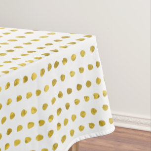 Elegant Gold Foil White Small Polka Dots Pattern Tablecloth