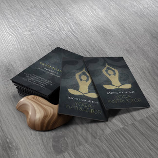 Elegant Gold Foil Yoga Meditation Pose Om Symbol Business Card