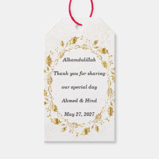 Elegant Gold Foliage Leaf Islamic Wedding Favour  Gift Tags