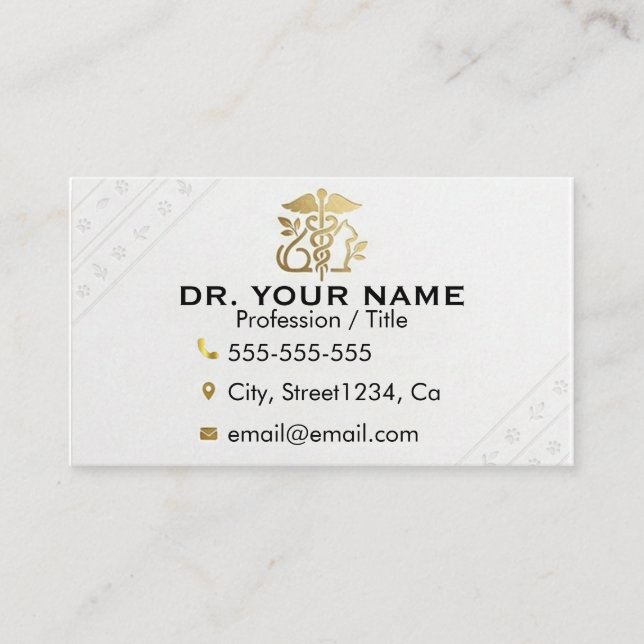 Elegant Gold Font Veterinary Customizable Business Card (Front)