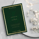 Elegant gold forest green monogram initals wedding invitation<br><div class="desc">A chic sophisticate elegant gold and forest green monogram initials stylish theme minimalist wedding invitations.</div>