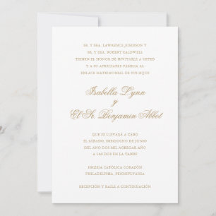 Elegant Gold Formal Spanish Wedding Invitation