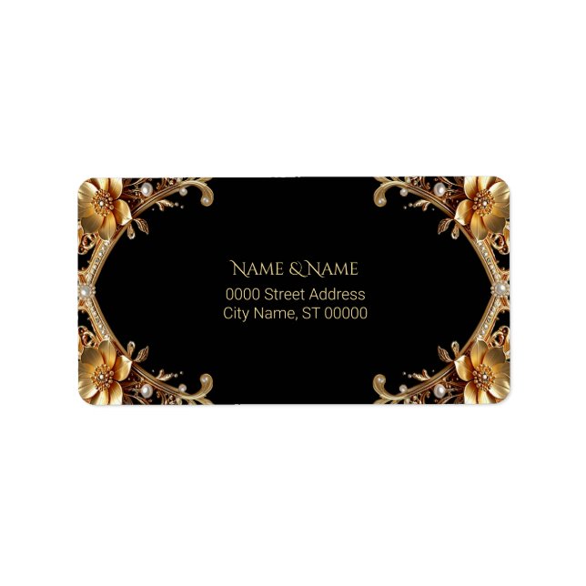 Elegant Gold Frame Address Label (Front)
