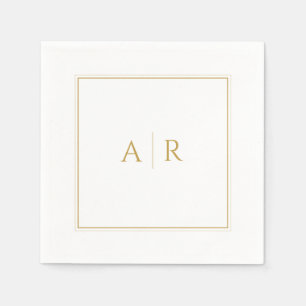 Elegant Gold Frame and Initials Wedding Favour Napkin