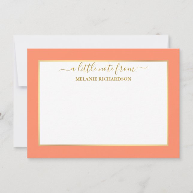 Elegant Gold Frame - Choose Size - Coral Card (Front)
