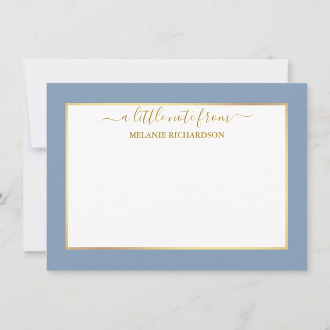 Elegant Gold Frame - Choose Size - Dusty Blue Card (Front)