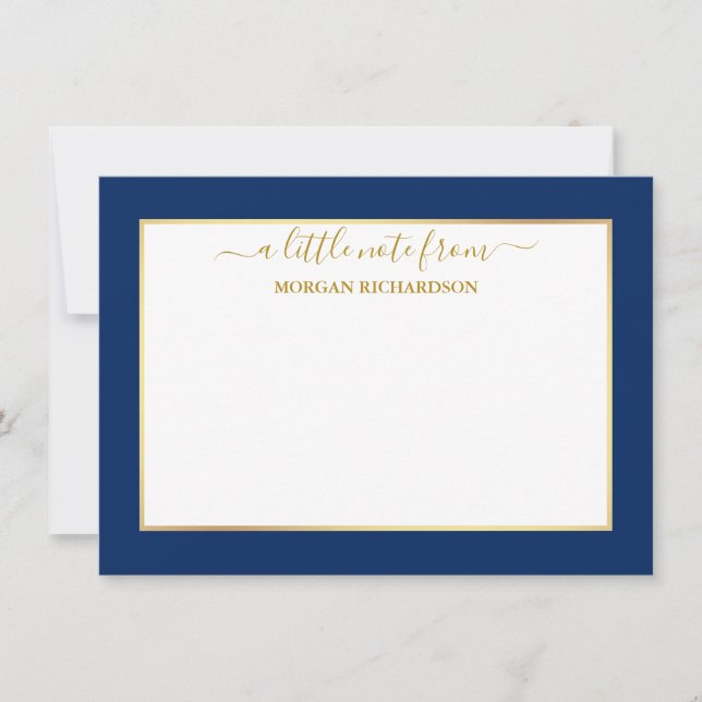 Elegant Gold Frame - Choose Size - Navy Blue Card (Front)