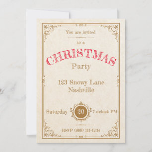 Elegant Gold Frame Christmas Invitation