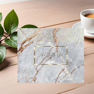 Elegant Gold Frame,Confetti Marble Discount Card