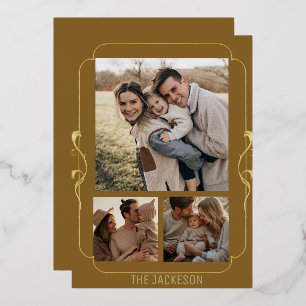  Elegant Gold Frame Family Photo Holiday Card