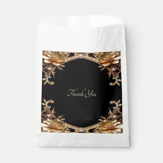 Elegant Gold Frame Favour Bag (Front)