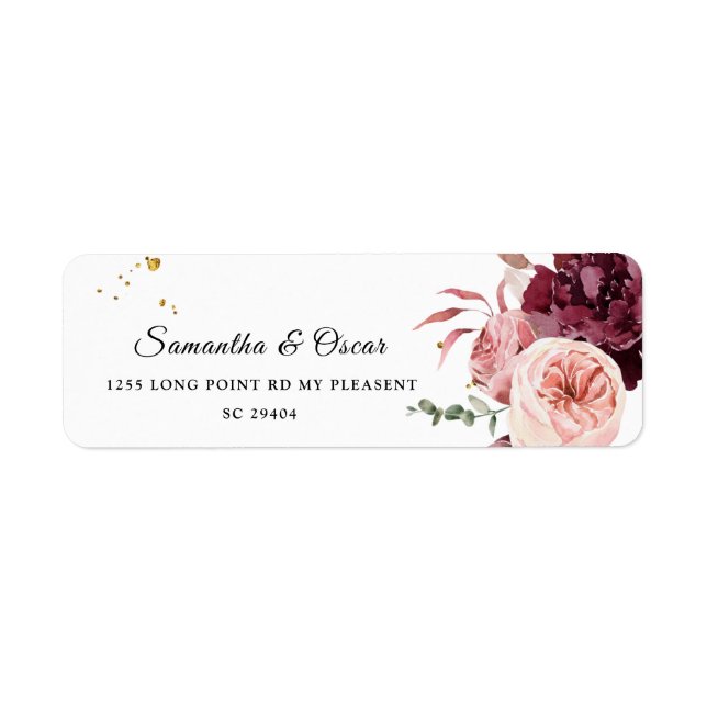 Elegant Gold Frame Floral Red & Pink (Front)