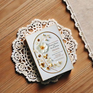 Elegant Gold Frame Floral Wedding Invitation