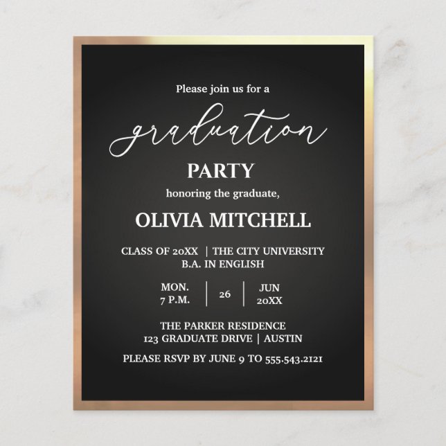Elegant Gold Frame Graduation Party invitation  Flyer (Front)