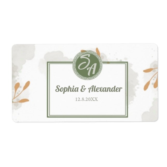 Elegant Gold Frame & Greenery Floral Wedding  (Front)