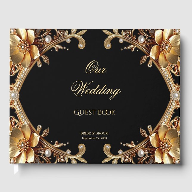 Elegant Gold Frame Guest Book (Front)