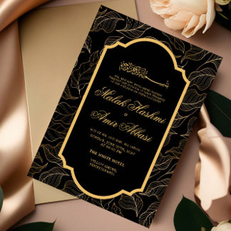 Elegant Gold Frame Islamic Muslim Wedding Invitation